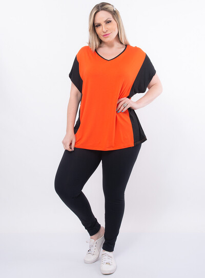 Foto Blusa Morcego Plus Size Bicolor