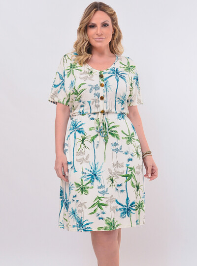 Foto Vestido Plus Size Curto Tropical