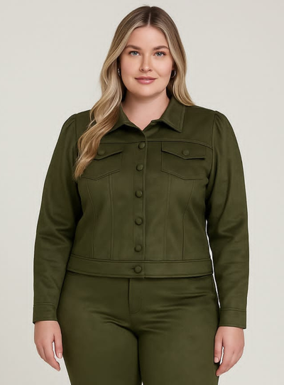 Foto Jaqueta Plus Size em Suede com Botões Frontais