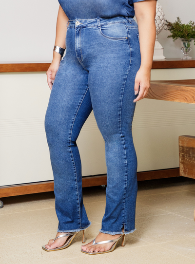 Foto Calça Jeans Reta Marmorizada Plus Size