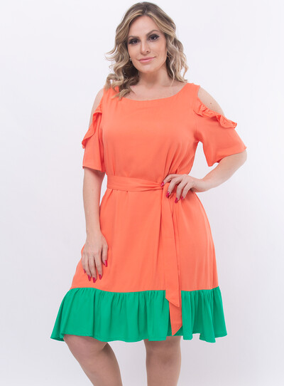 Foto Vestido Plus Size Bicolor Ciganinha