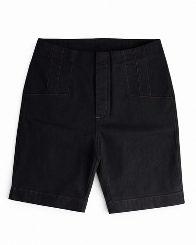 Foto Bermuda Jeans Plus Size Preta Cintura Alta Com Pesponto Caramelo