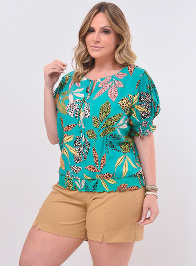 Foto Blusa Plus Size com Lastex