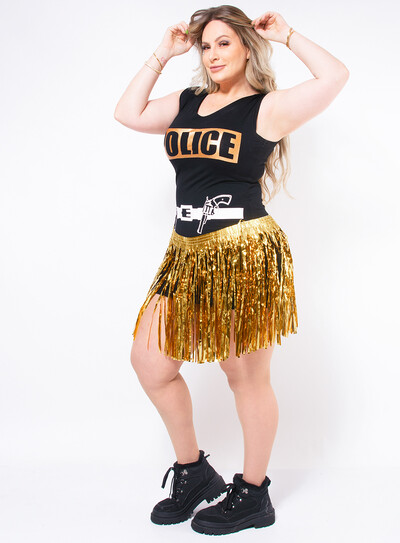 FotoSaia Plus Size Carnaval Franja Metalizada com Velcro