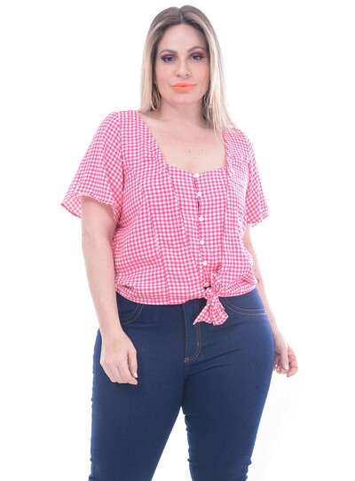 Foto Blusa Predilect´s Xadrez Rosa Plus Size