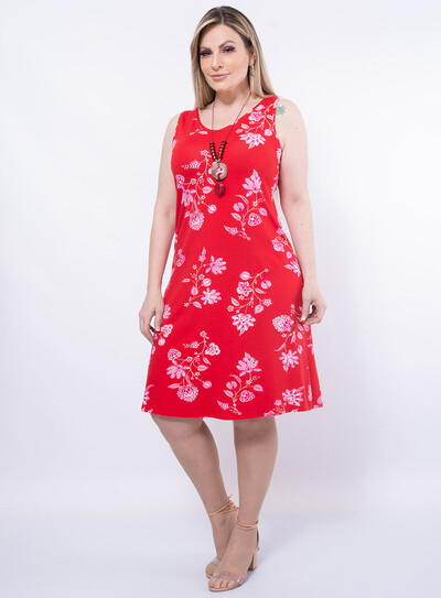 Vestido Plus Size Evasê Floral