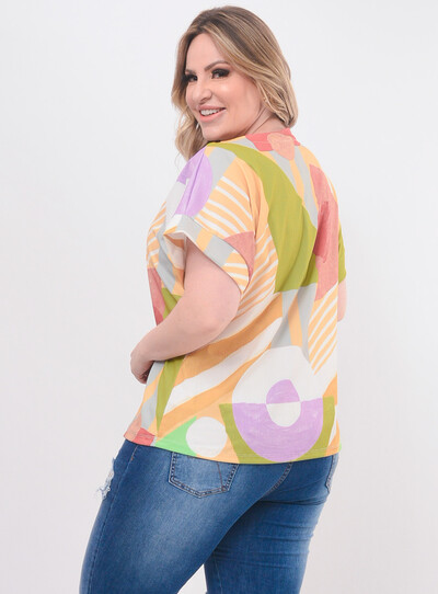 FotoBlusa Plus Size Abstrata