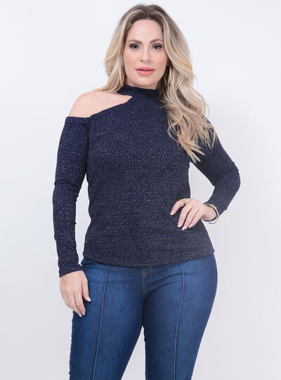 Foto Blusa Recorte Lurex Plus Size