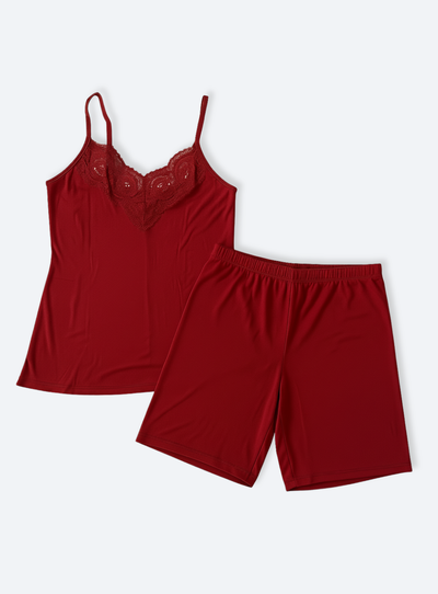 Foto Pijama Plus Size Short Doll Cintura Alta com Renda Liganete