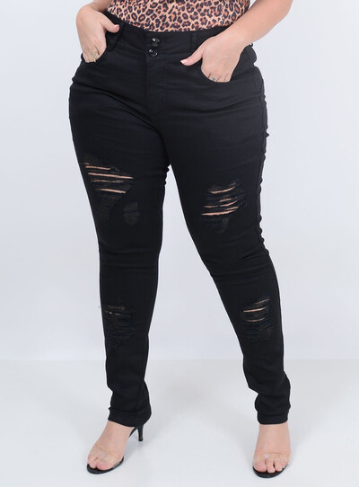 Foto Calça Jeans Destroyed Plus Size