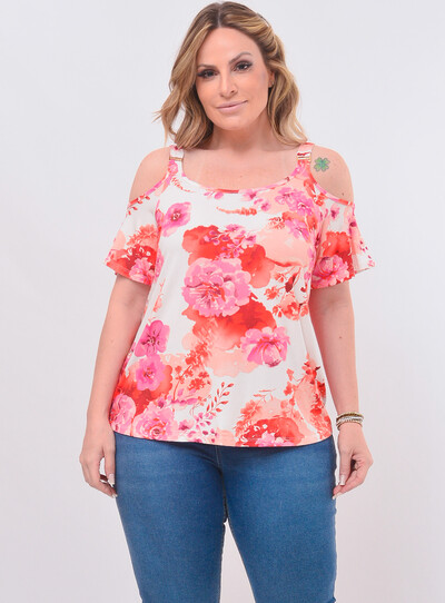 Foto Blusa Plus Size Floral Ciganinha