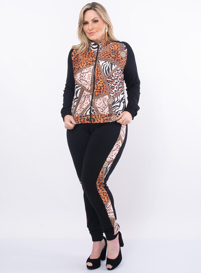 FotoConjunto Plus Size Recortes em Animal Print