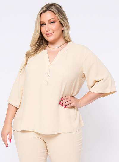 Foto Blusa Plus Size 3 Botões a Vista
