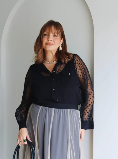 Foto Twin Set Plus Size Camisa de Poá e Regata de Malha