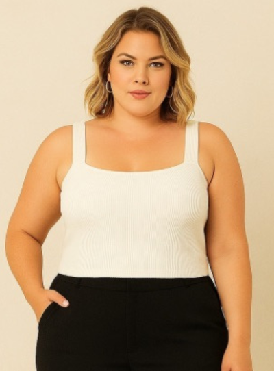 Foto Top Canelado Plus Size com Alças Largas