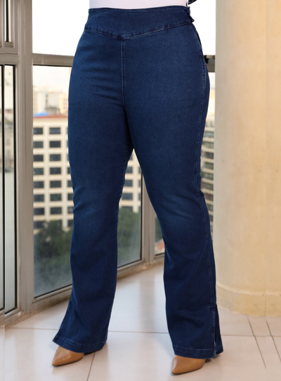 Foto Calça Jeans Plus Size Cintura Alta com Ziper Lateral