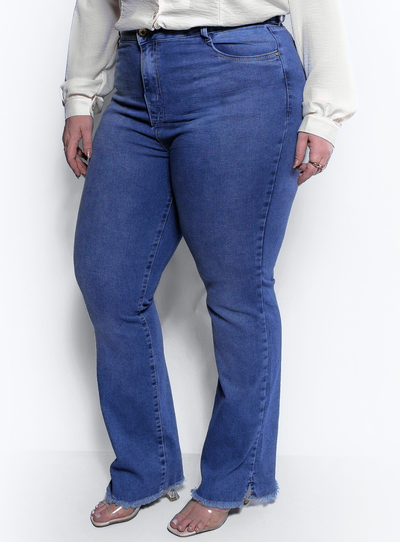 Foto Calça Jeans Reta Marmorizada Plus Size