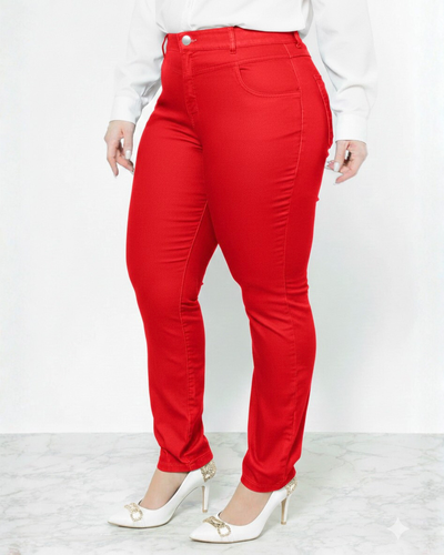 Foto Calça Skinny Plus Size Básica em Jeans Denim Colorido