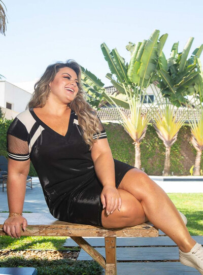 Foto Vestido Plus Size Preto Lurex