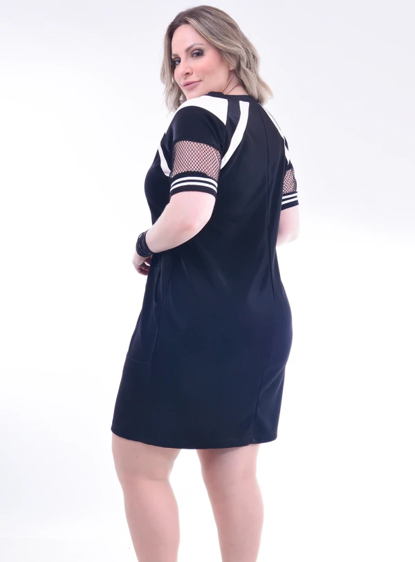 Vestido Plus Size Preto Lurex