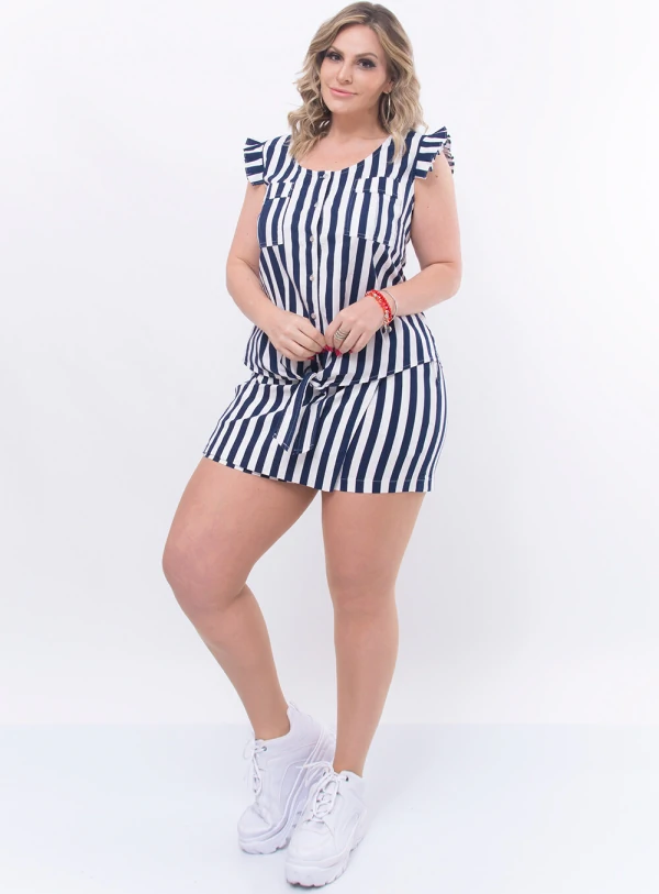 Conjunto Plus Size Listrado