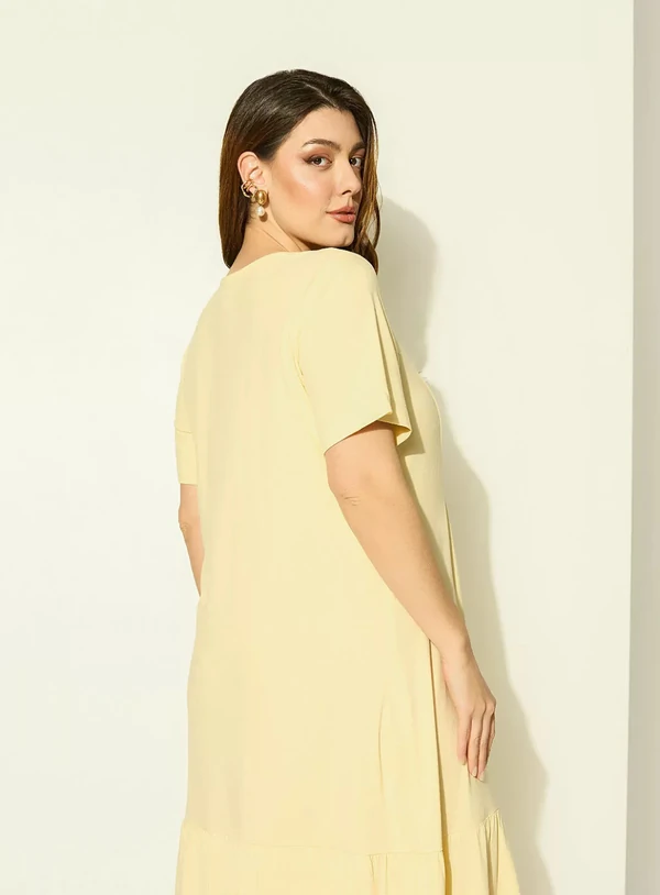 Vestido em Malha Plus Size Com Franzido