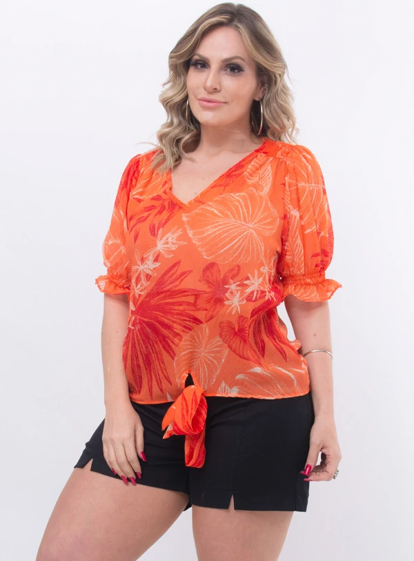 Blusa Plus Size em Chiffon