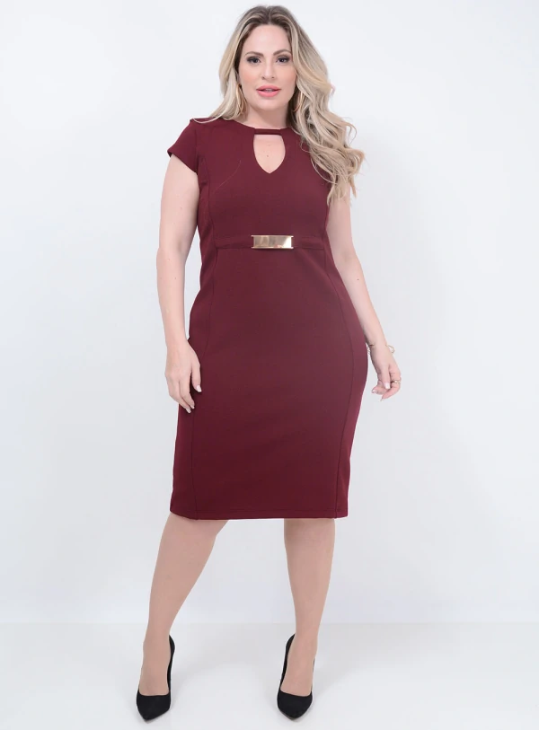 Vestido Tubinho Cinto Plus Size