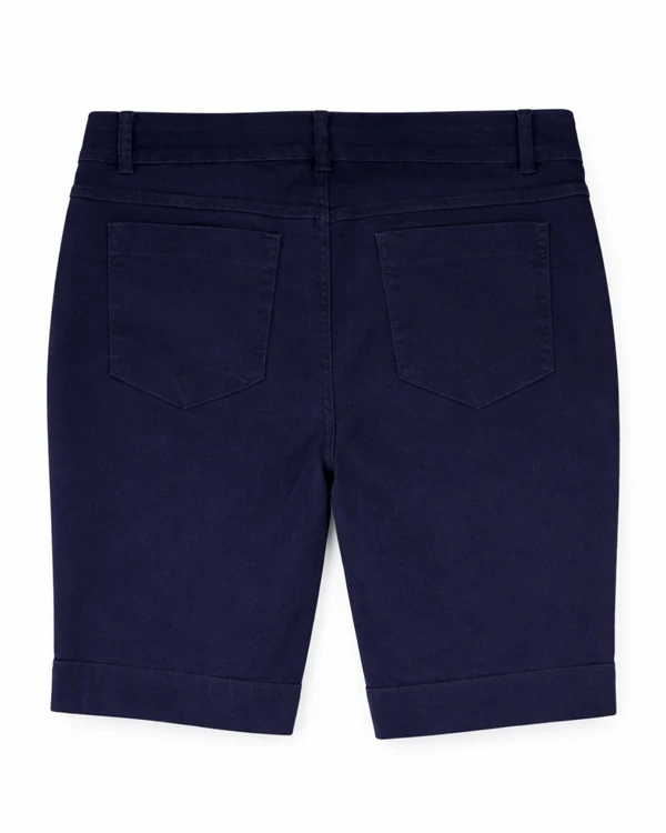 Bermuda Jeans Plus Size Azul Marinho Com Pedraria Lateral