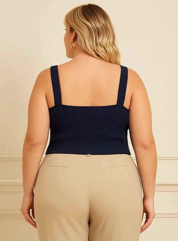 Top Canelado Plus Size com Alças Largas