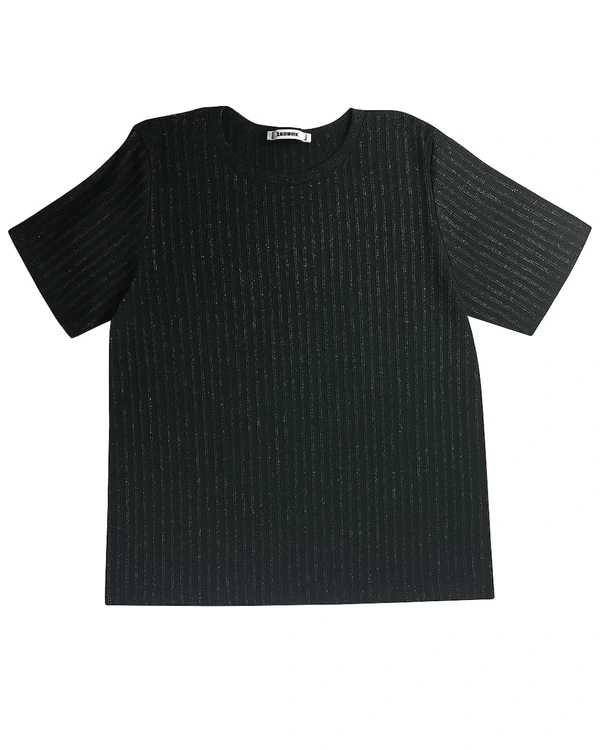 Blusa Plus Size em Malha Cotele Metálica