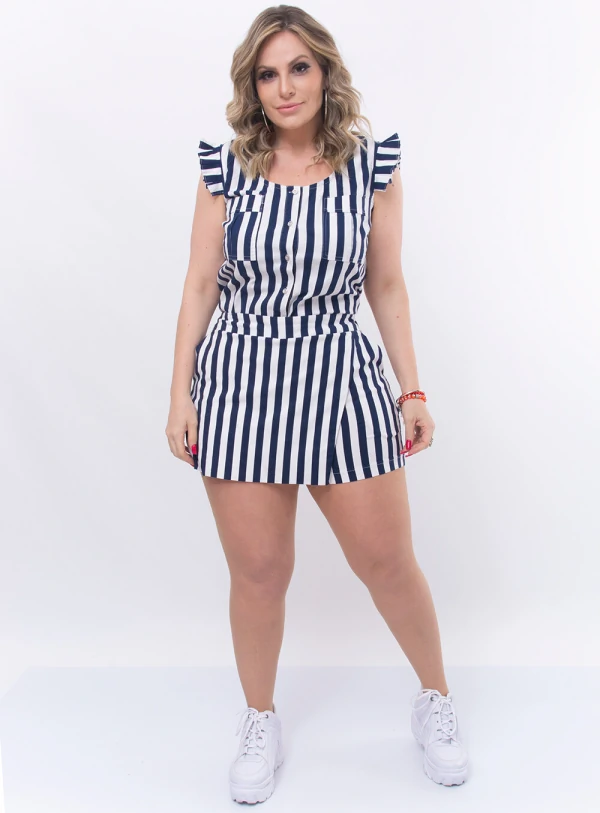 Conjunto Plus Size Listrado