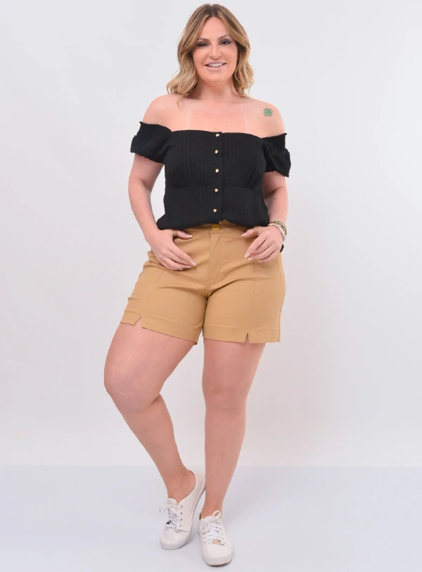 Blusa Plus Size Tule com Lastex