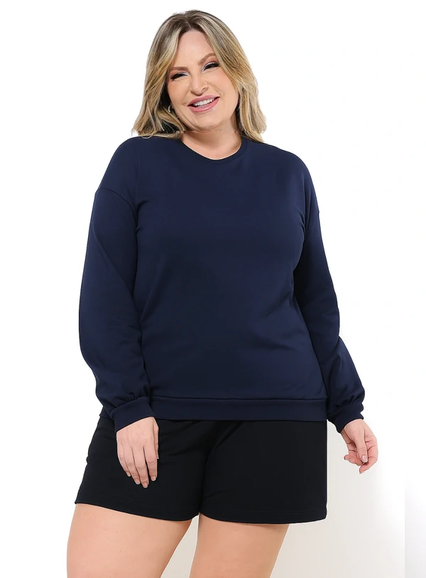 Blusão Básico Plus Size Moletom Stretch Flanelado Malwee