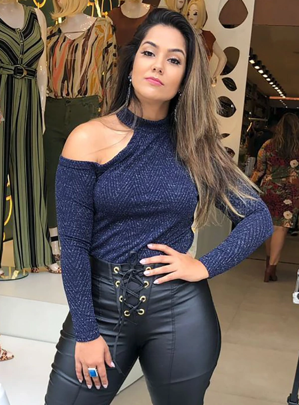 Blusa Recorte Lurex Plus Size