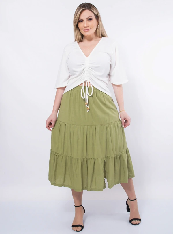 Blusa Plus Size Franzida