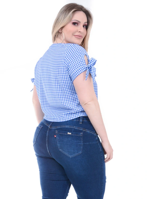 Blusa Predilect´s Xadrez Azul Plus Size