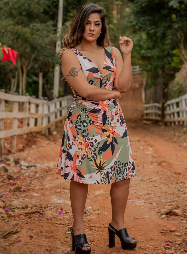 Vestido Predilect's Mix Estampa Plus Size