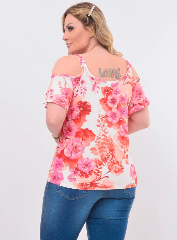 Blusa Plus Size Floral Ciganinha