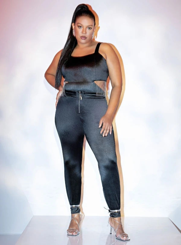 Calça Skinny Plus Size Vincada em Prada Gabardine 