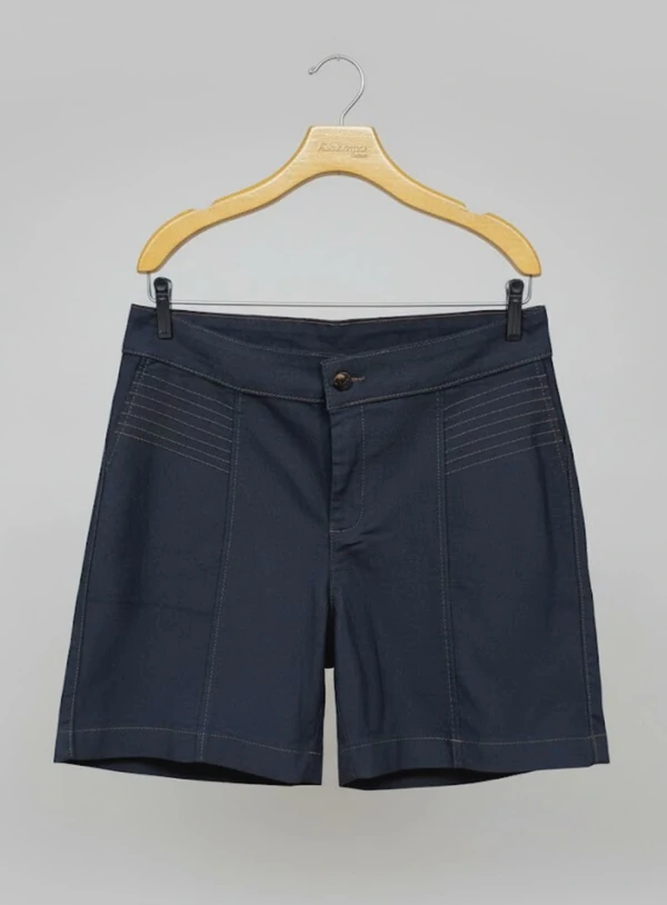 Bermuda Jeans Plus Size Pespontada na Altura do Bolso Faca