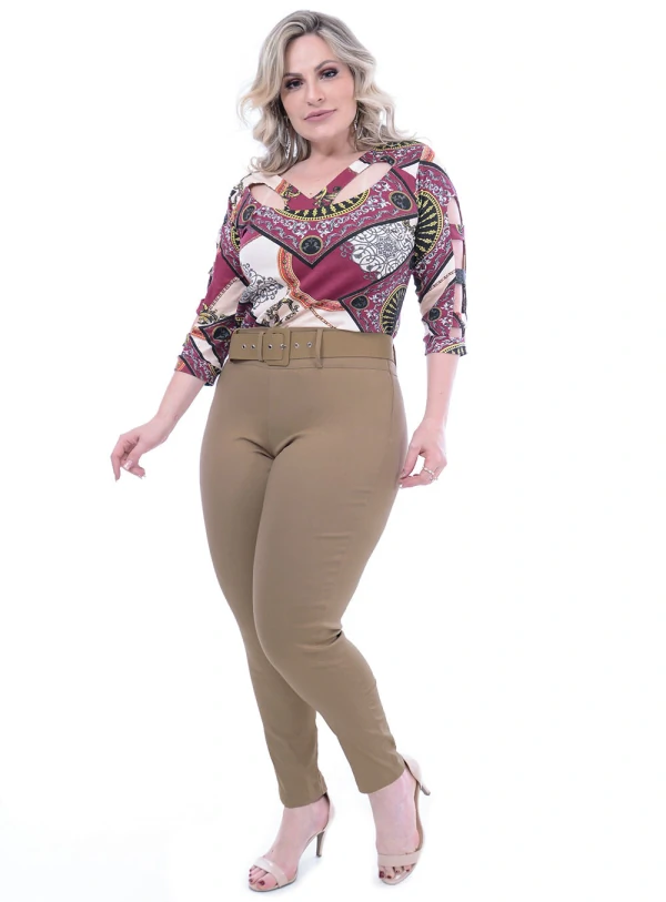 Calça Plus For You Cinto Plus Size