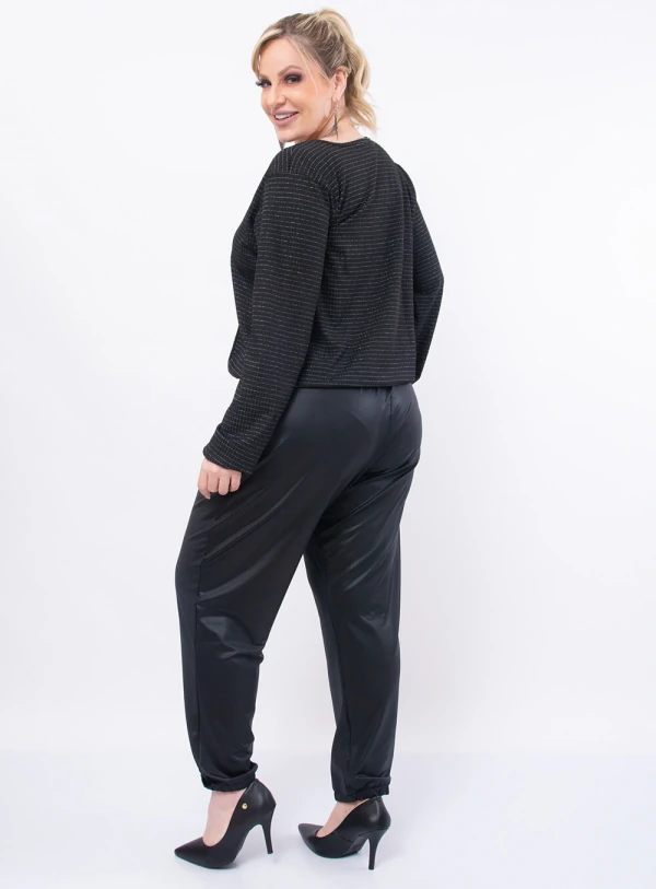 Blusa Plus Size Listras em Lurex