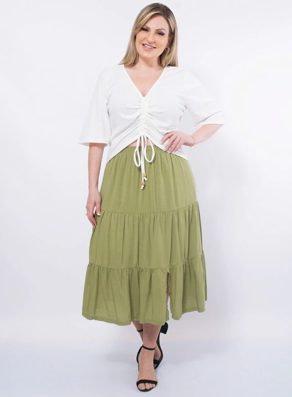 Blusa Plus Size Franzida