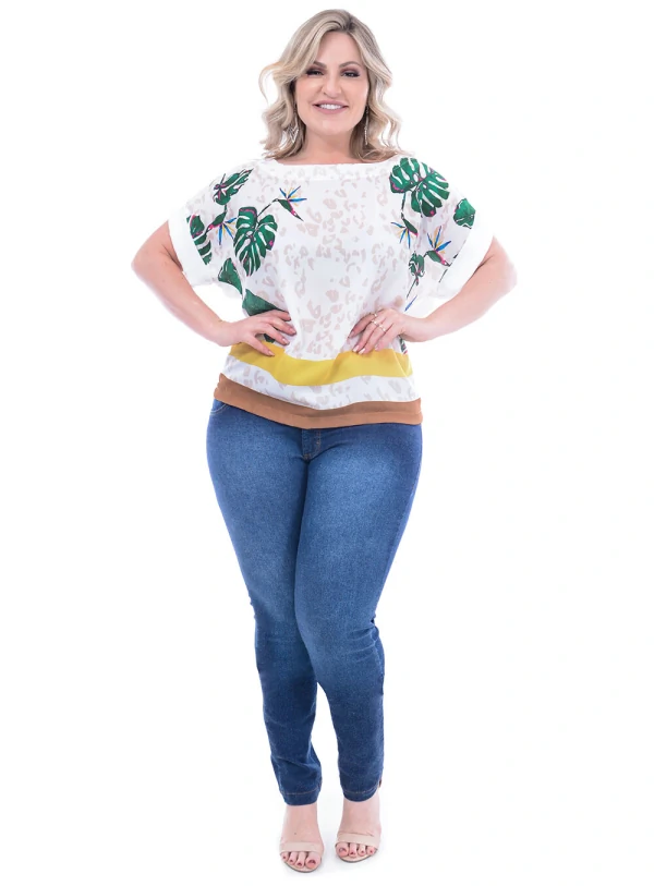 Blusa Predilect´s Decote Canoa Plus Size