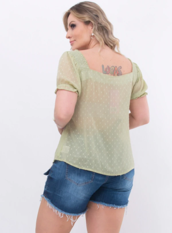 Blusa Plus Size Tule com Lastex