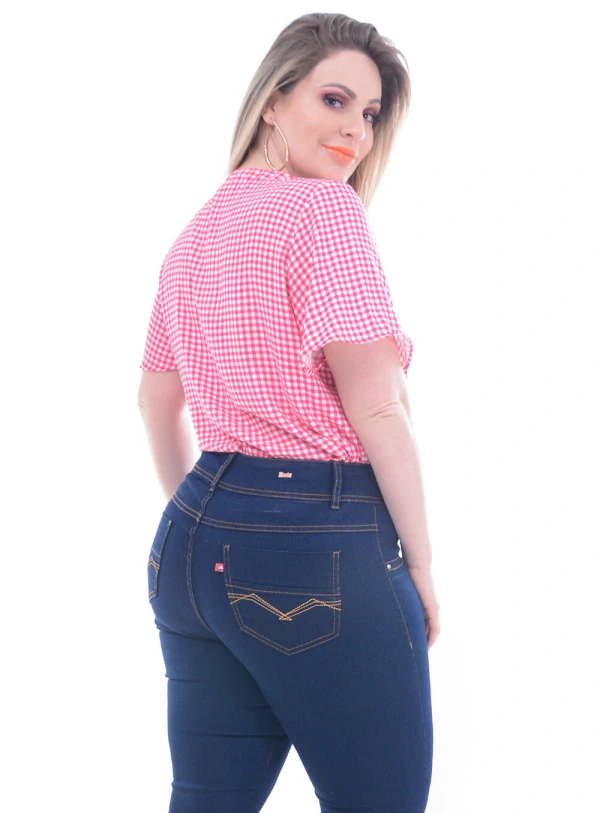 Blusa Predilect´s Xadrez Rosa Plus Size