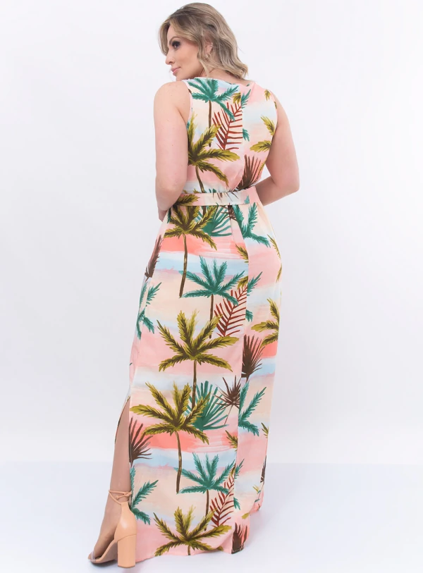 Vestido Longo Plus Size Tropical