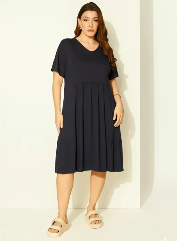 Vestido em Malha Plus Size Com Franzido