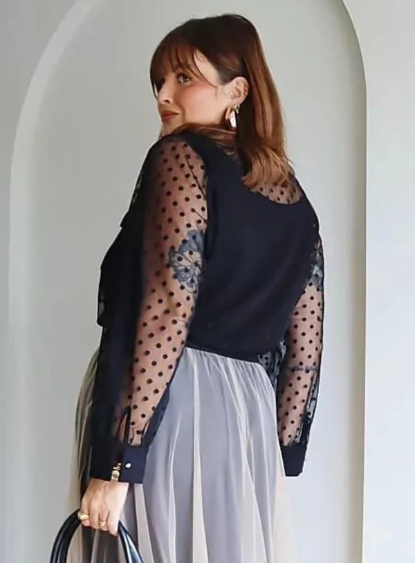 Twin Set Plus Size Camisa de Poá e Regata de Malha